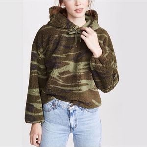 Z Supply Sherpa‎ Women's Hoodie Camo Green Size L